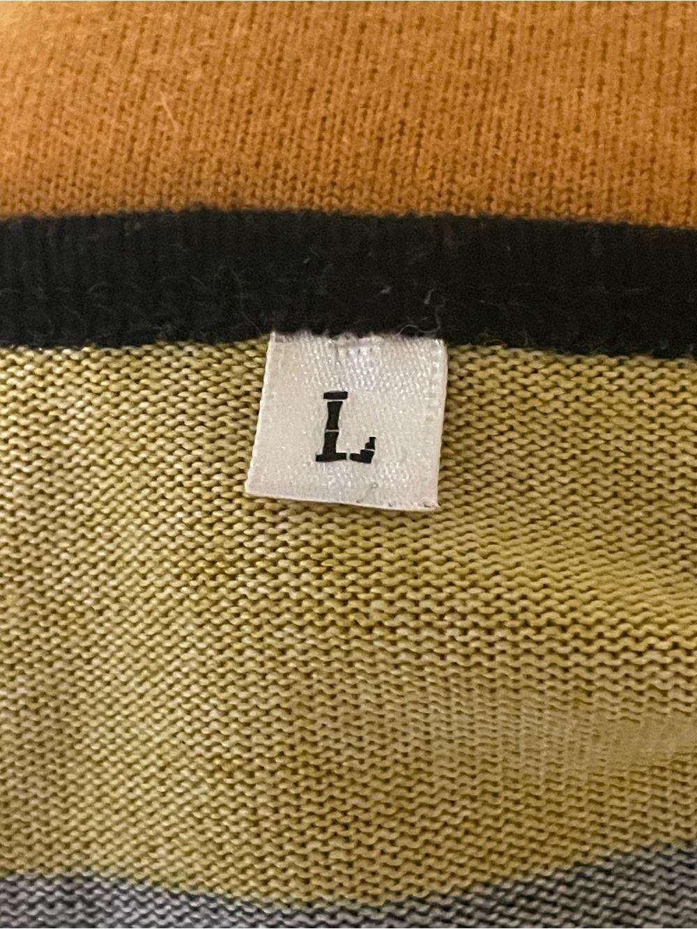 Striped Multicolor Crewneck Sweater w/Faux Button Detail - Picture 8 of 13
